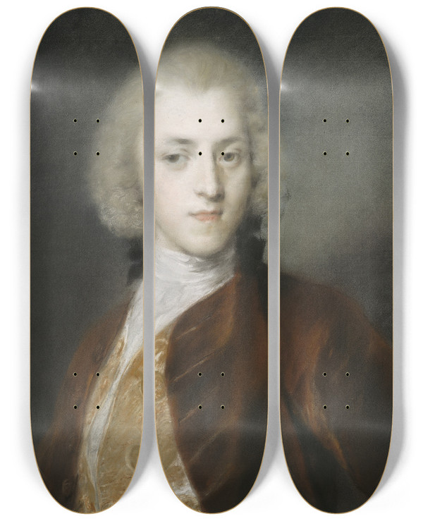 Triptych art skateboard deck of Rosalba Carriera Sir John Reade Bart by Rosalba Carriera (1675-1757)