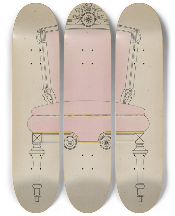 Triptych art skateboard deck of Jack Bochner Chair_1 by Jack Bochner