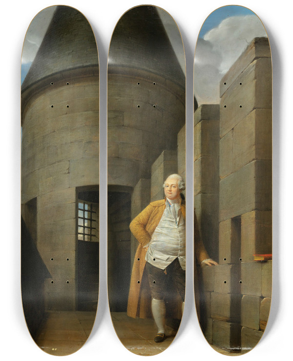 Triptych art skateboard deck of Jeanfranois Garneray Portrait Of Louis Xvi At The Temple by Jean-Franois Garneray (1755-1837)