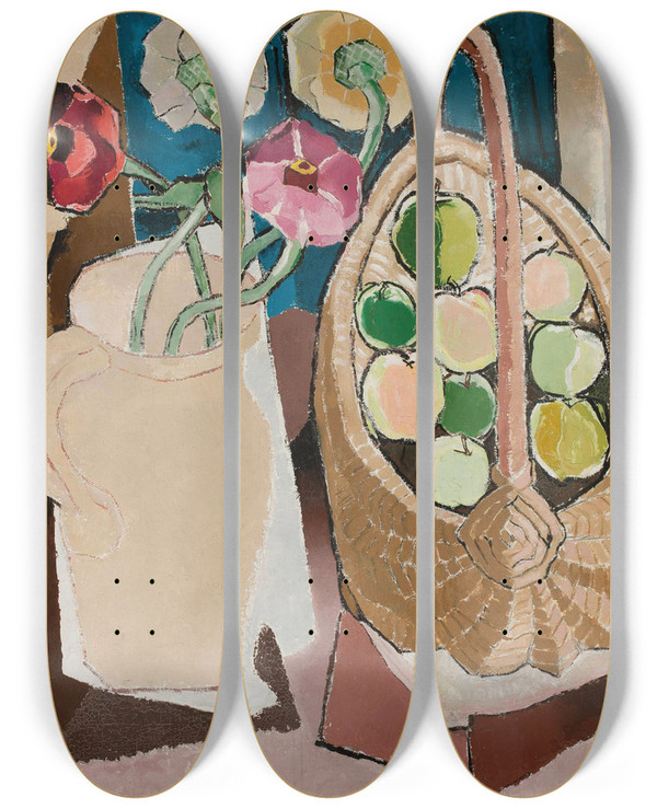 Triptych art skateboard deck of Romuald Kamil Witkowski Still Life by Romuald Kamil Witkowski (1876-1950)
