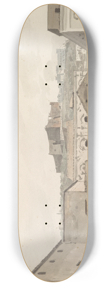 Abraham-Louis-Rodolphe Ducros - Gezicht op Castel SantElmo en het klooster vanaf Chiaja 8.25 inch art skate deck