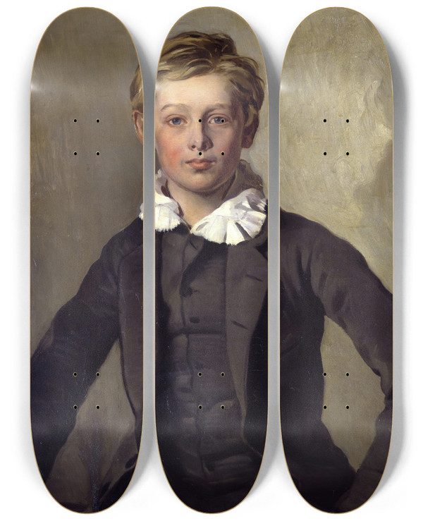 Triptych art skateboard deck of Ferdinand Von Rayski Portrait Of Count Haubold Von Einsiedel by Ferdinand Von Rayski (1806-1890)