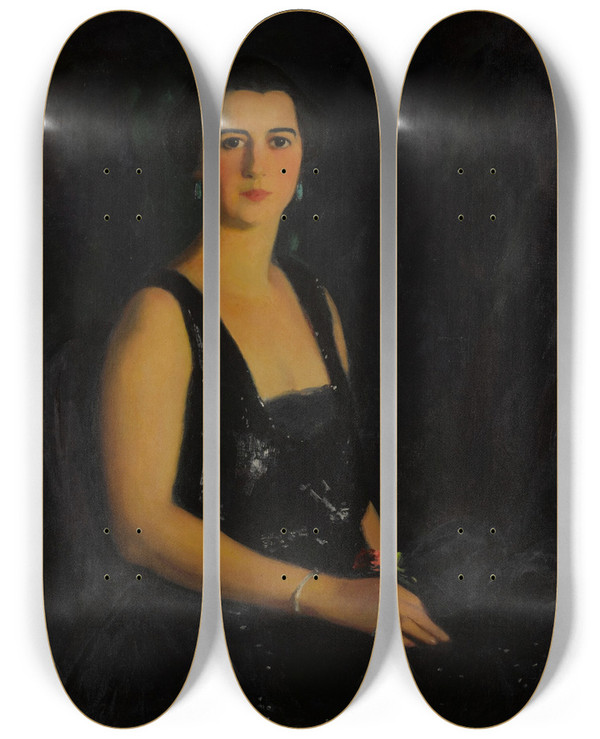 Triptych art skateboard deck of Robert Henri Portrait Of Mrs Arthur Bond Cecil_1 by Robert Henri (1865-1929)