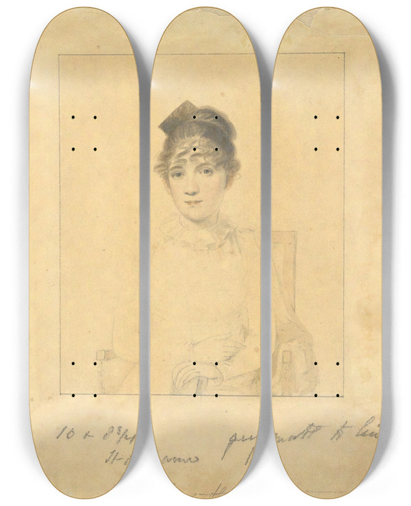 Triptych art skateboard deck of Elkanah Tisdale Harriet Trumbull Daughter Of Gov Jonathan Trumbull Jr Wife Of Benjamin Silliman Of Yalecollege by Elkanah Tisdale (1768-1835)