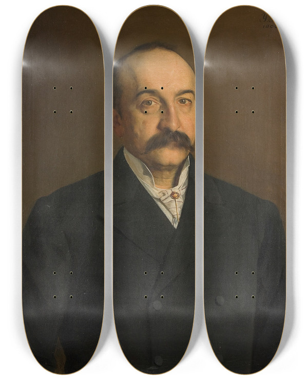 Triptych art skateboard deck of Uro Predi Milan Savi by Uros Predic (1857-1953)