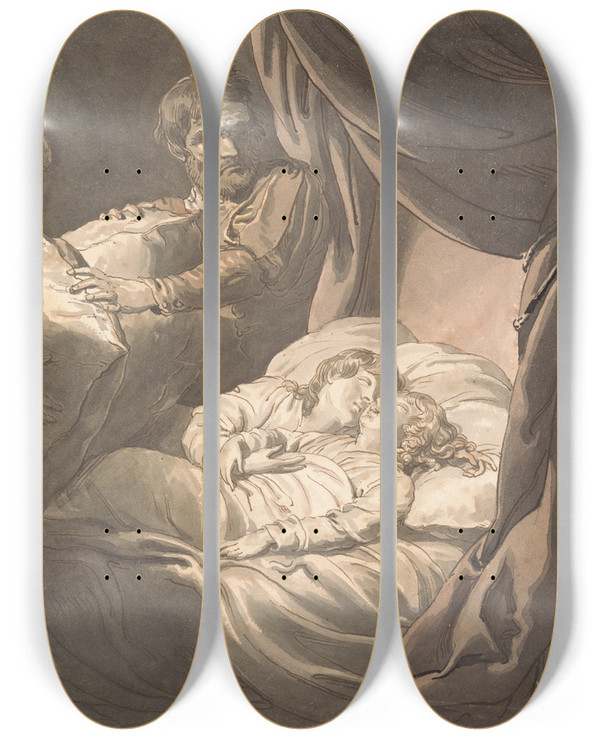 Triptych art skateboard deck of William Marshall Craig The Princes In The Tower by William Marshall Craig