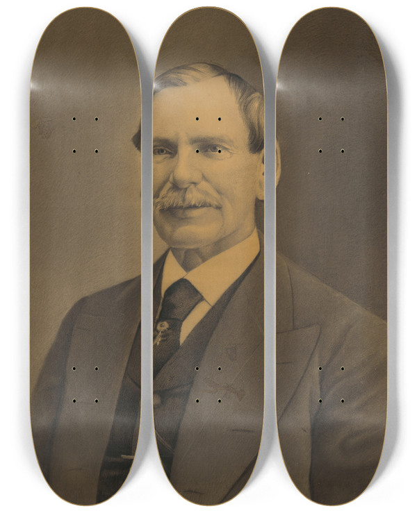 Triptych art skateboard deck of L Wieser James Shields by L Wieser (1881)