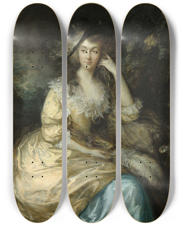 Triptych art skateboard deck of Thomas Gainsborough Frances Susannalady De Dunstanville by Thomas Gainsborough (1727-1788)