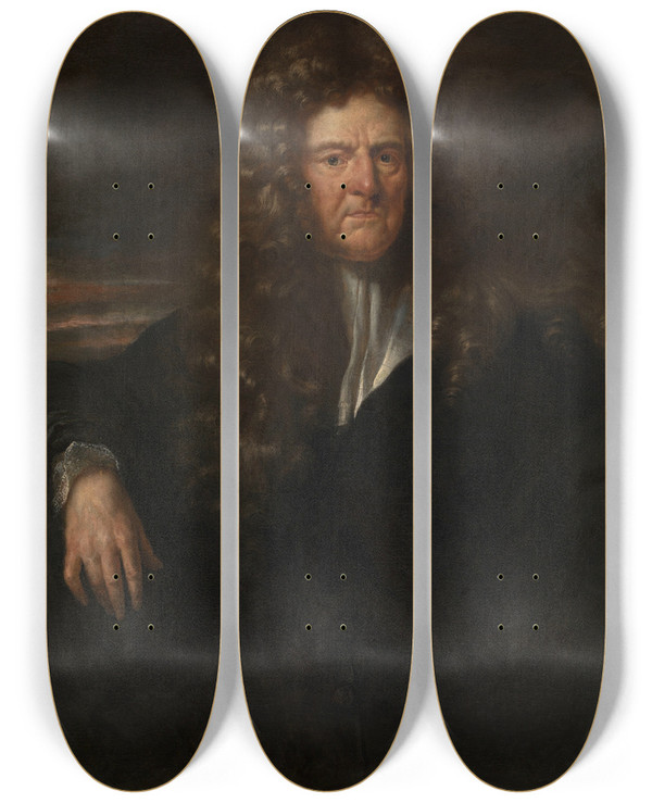 Triptych art skateboard deck of Caspar Jacob Van Opstal The Younger Andries Eugeen Van Valckenisse Town Clerk Of Antwerp by Caspar Jacob Van Opstal The Younger (1654-1717)