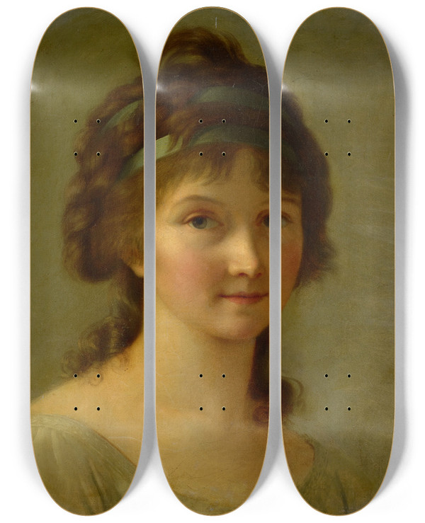 Triptych art skateboard deck of Elisabeth Louise Vige Le Brun Portrait Of A Lady by Elisabeth Louise Vigee Le Brun (1755-1842)