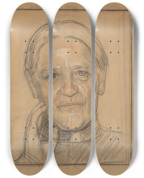 Triptych art skateboard deck of Jan Veth Portret Van Barendina Hermina Muhring by Jan Veth (1864-1925)
