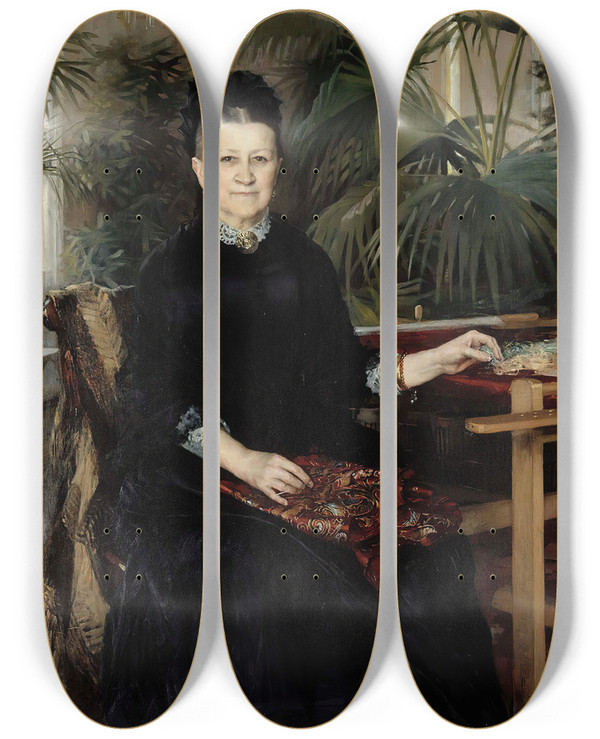Triptych art skateboard deck of Albert Edelfelt Portrait Of Mrs Anna Sinebrychoff by Albert Edelfelt (1854-1905)