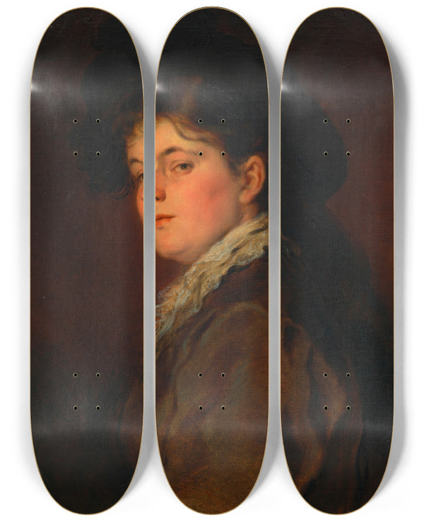 Triptych art skateboard deck of Hans Canon Damenbildnis_2 by Hans Canon (1829-1885)