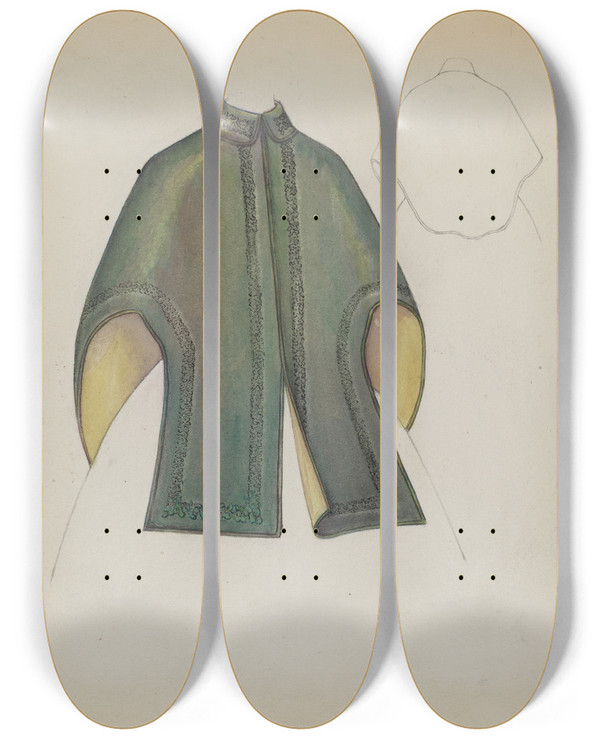 Triptych art skateboard deck of Marie Mitchell Dolman_1 by Marie Mitchell