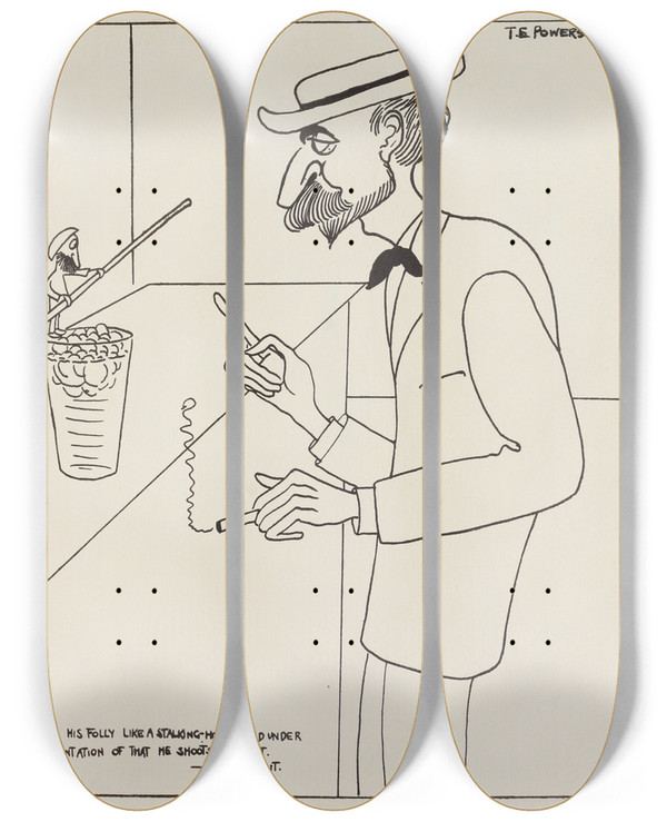 Triptych art skateboard deck of Carlo De Fornaro Mortals Immortals Pl41 by Carlo de Fornaro (1872-1949)