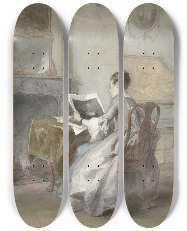 Triptych art skateboard deck of David Bles Kunstbeschouwster by David Bles (1821-1899)