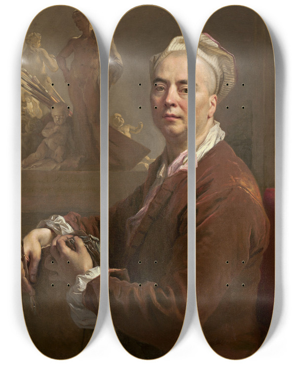 Triptych art skateboard deck of Nicolas De Largillire Selfportrait_1 by Nicolas de Largillire (1656-1746)