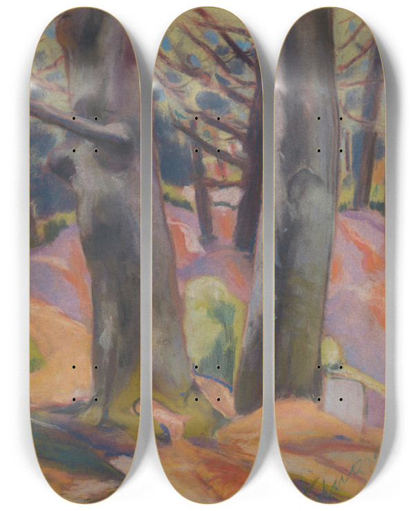 Triptych art skateboard deck of Zolo Palugyay Tdia Stromov_1 by Zolo Palugyay (1898-1935)