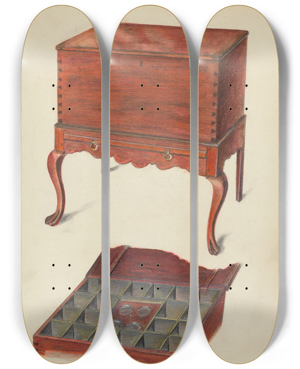 Triptych art skateboard deck of Carl Weiss Cellaret by Carl Weiss