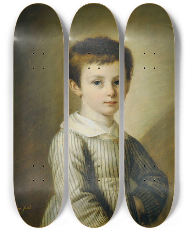 Triptych art skateboard deck of Joseph Lavos Knabenbildnis by Joseph Lavos (1807-1848)