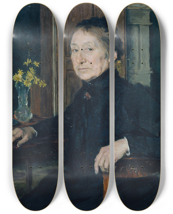 Triptych art skateboard deck of Ferdinand Matthias Zerlacher Marie Gerl Ii by Ferdinand Matthias Zerlacher (1877-1923)