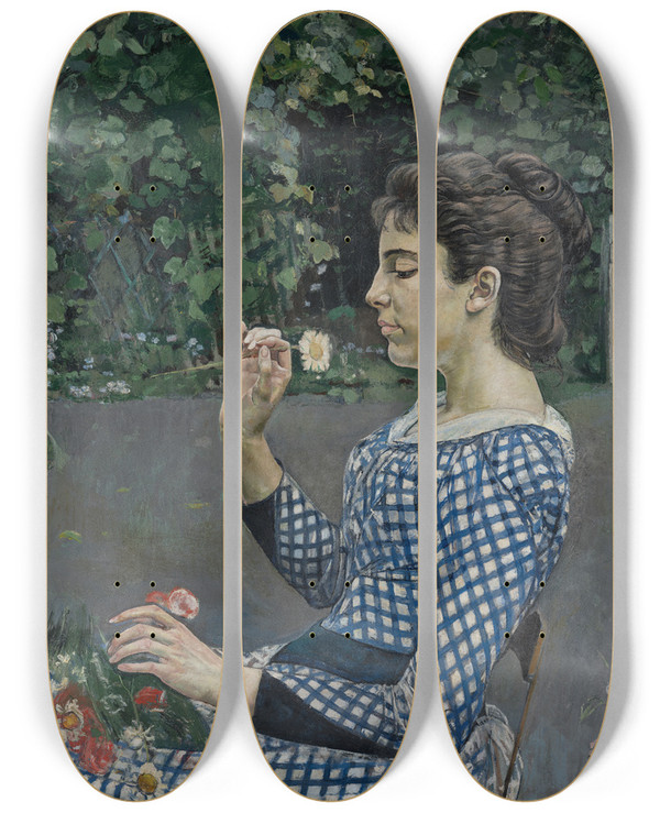 Triptych art skateboard deck of Ferdinand Hodler Portrait Of Hlne Weigl by Ferdinand Hodler (1853-1918)