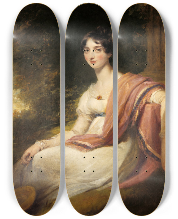 Triptych art skateboard deck of Sir Thomas Lawrence Caroline Matilda Sotheron by Sir Thomas Lawrence (1769-1830)