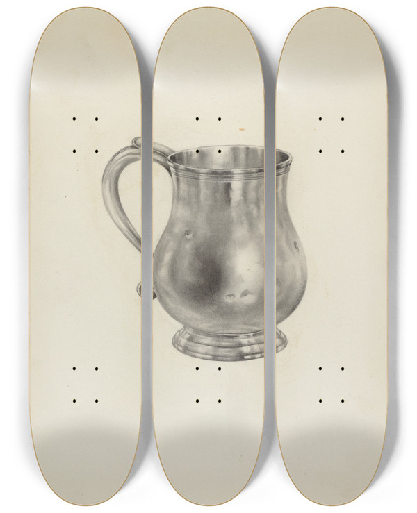 Triptych art skateboard deck of Leo Drozdoff Silver Mug_2 by Leo Drozdoff