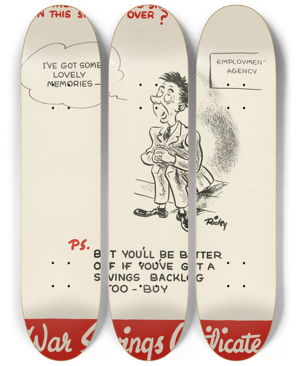 Triptych art skateboard deck of Ricky Rcaf What Will You Have To Show When This Show Is Over by Ricky RCAF (20-)
