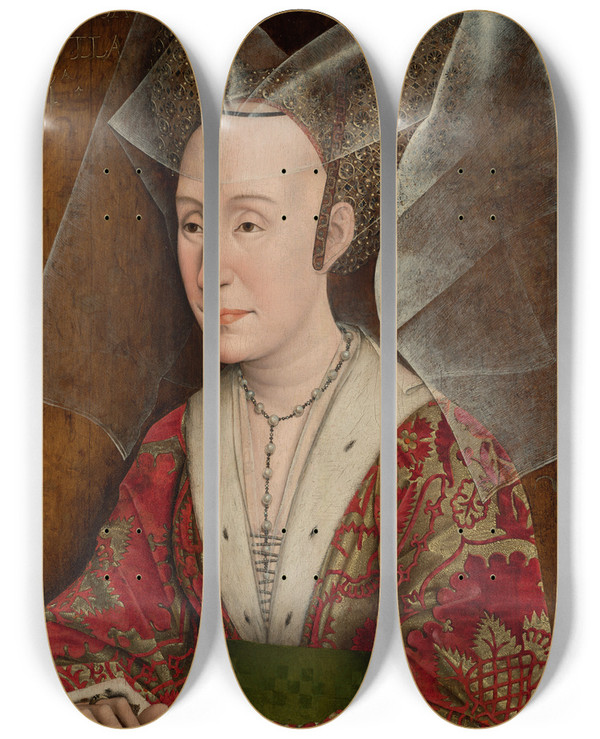 Triptych art skateboard deck of Workshop Of Rogier Van Der Weyden Portrait Of Isabella Of Portugal by Workshop of Rogier van der Weyden (1399-1464)