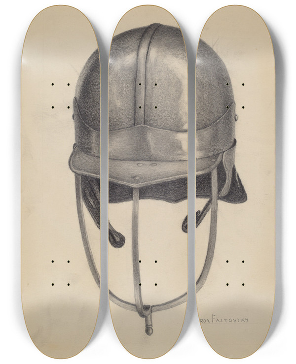 Triptych art skateboard deck of Aaron Fastovsky Bourganet_1 by Aaron Fastovsky