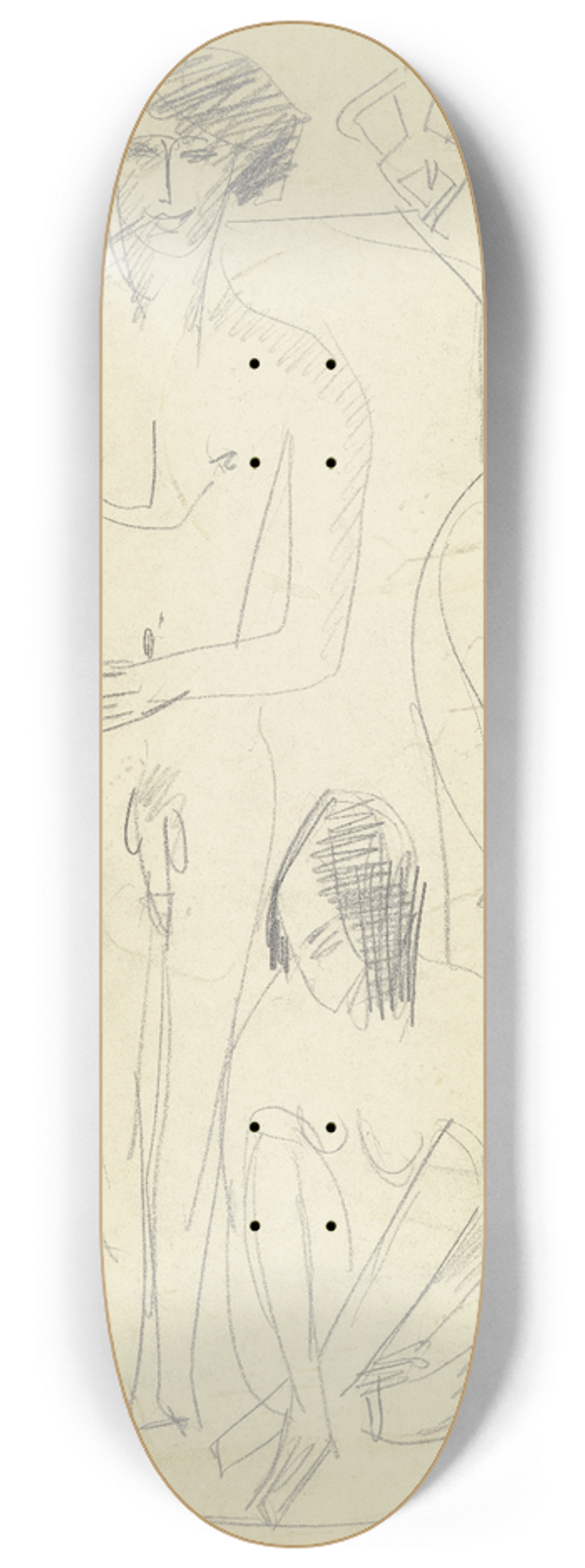 Ernst Ludwig Kirchner - Bathing couple in the tub 8.25 inch art skate deck