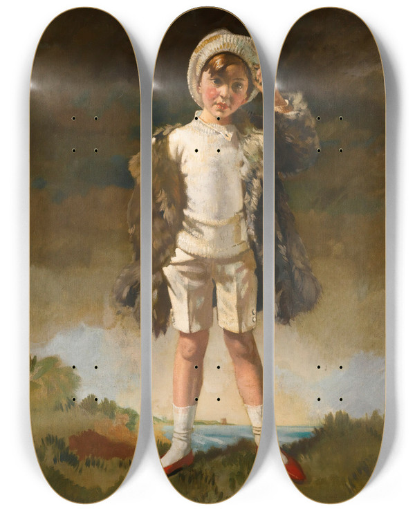 Triptych art skateboard deck of William Orpen Noll Son Of Oliver St John Gogarty by William Orpen (1878-1931)