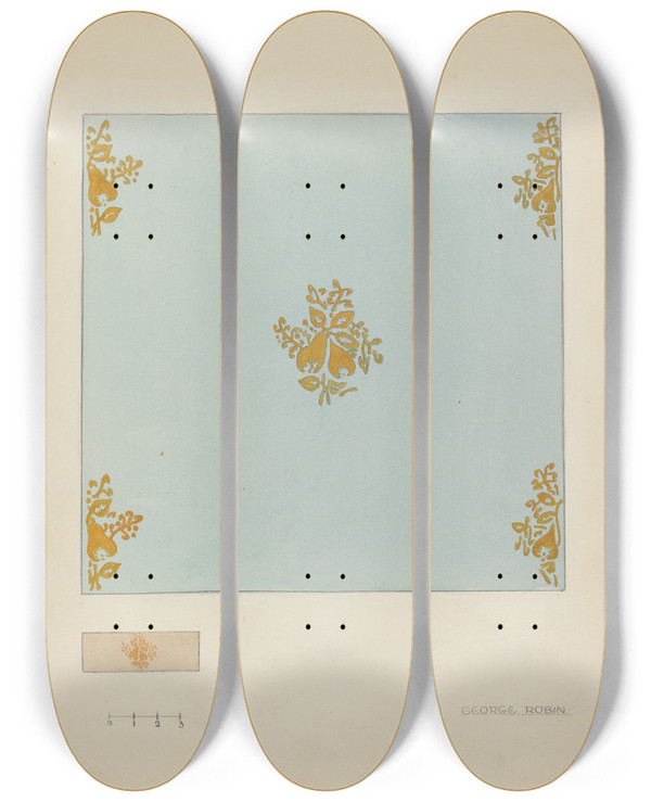 Triptych art skateboard deck of George Robin Wall Paper_1 by George Robin