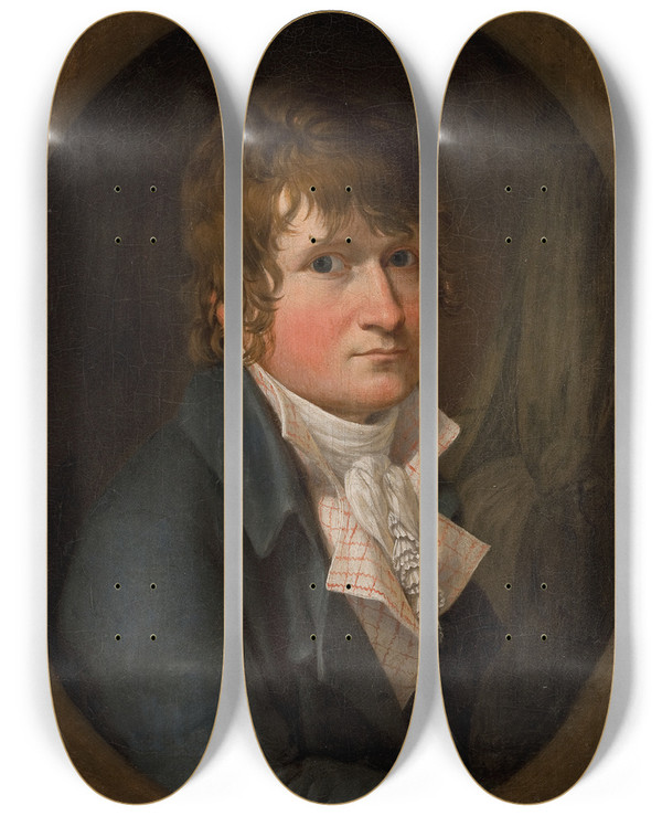 Triptych art skateboard deck of Christoffer Wilhelm Eckersberg Selfportrait by Christoffer Wilhelm Eckersberg (1783-1853)