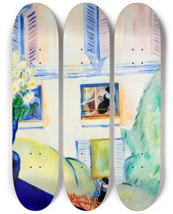 Triptych art skateboard deck of Sigrid Hjertn The Convent by Sigrid Hjerten (1885-1948)