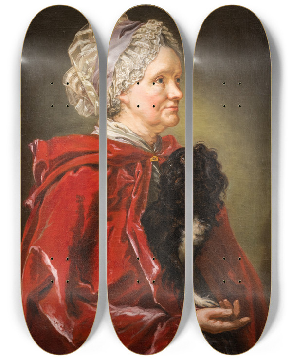 Triptych art skateboard deck of Carl Frederik Von Breda The Artists Mother Johanna Cornelia Von Breda by Carl Frederik Von Breda (1759-1818)