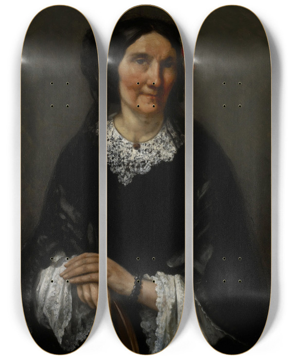 Triptych art skateboard deck of Gustave Courbet Portrait Of Anika Psalmon Mrs Robin by Gustave Courbet (1819-1877)