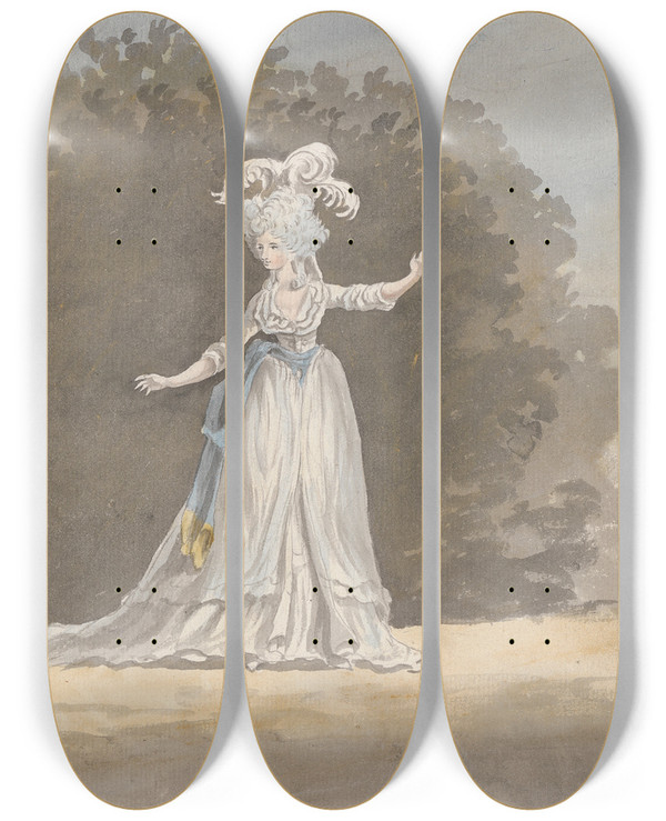 Triptych art skateboard deck of James Miller Figure Study Of A Lady_1 by James Miller (1773-1814)