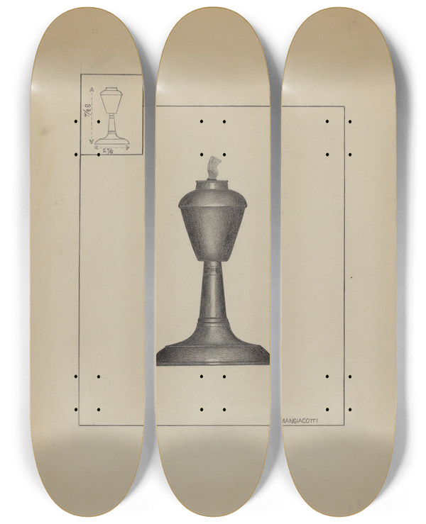 Triptych art skateboard deck of Matthew Mangiacotti Lamp_3 by Matthew Mangiacotti