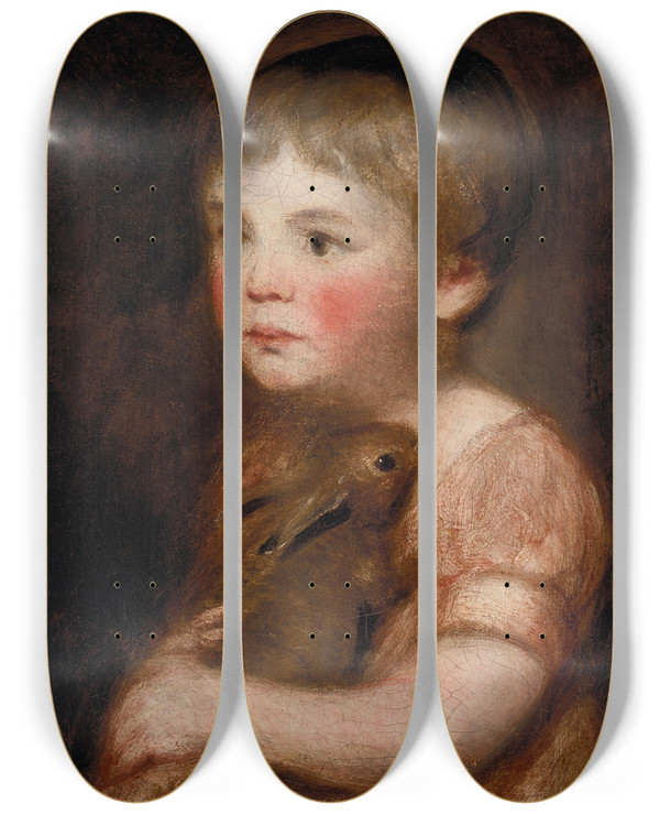 Triptych art skateboard deck of John Constable Miss Lewis With A Rabbit by John Constable (1776-1837)