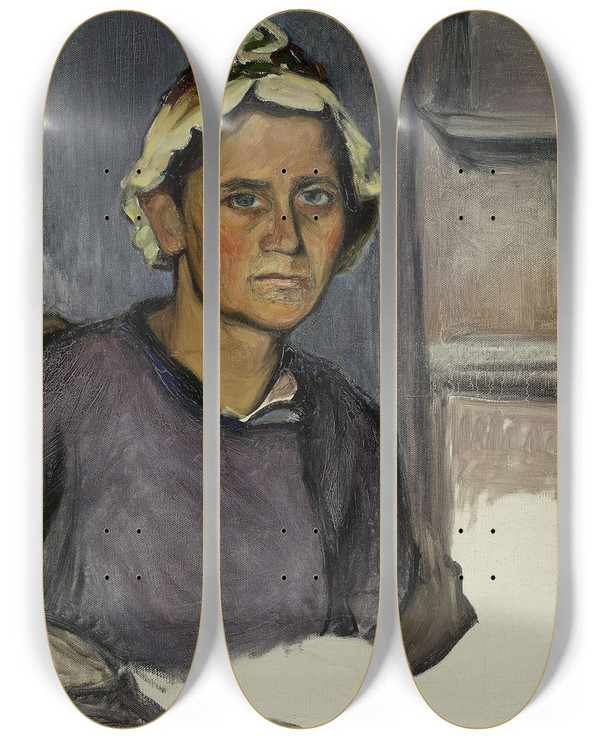 Triptych art skateboard deck of Wadysaw Lewiski Portrait Of Magdalena by Wadysaw lewiski (1854-1918)