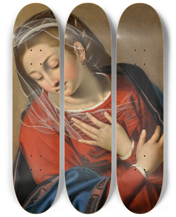 Triptych art skateboard deck of Scipione Pulzone The Madonnaannunciate by Scipione Pulzone (1546-1598)