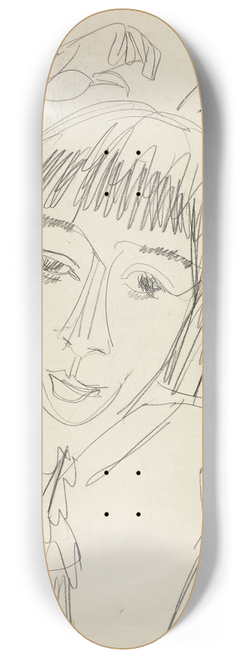 Ernst Ludwig Kirchner - Brustbild Gerda mit erhobenen Armen 8.25 inch art skate deck