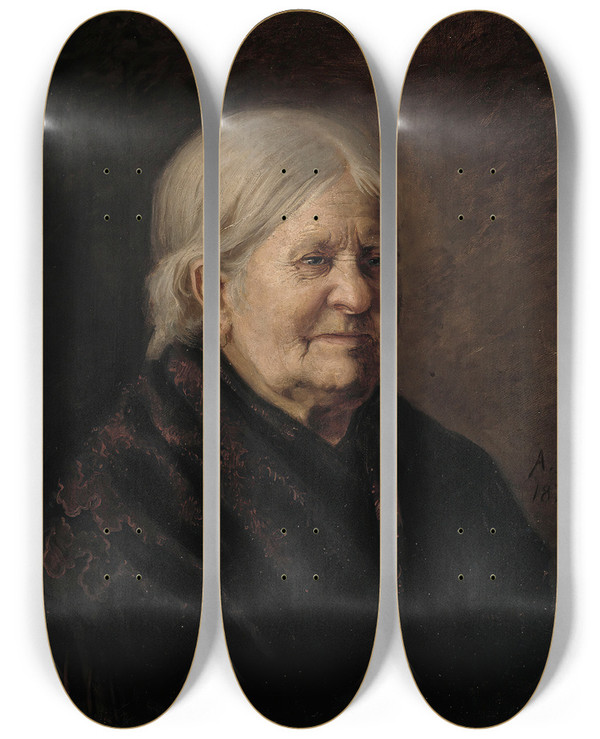 Triptych art skateboard deck of Albert Edelfelt Portrait Of Fredrika Snygg Tajta by Albert Edelfelt (1854-1905)