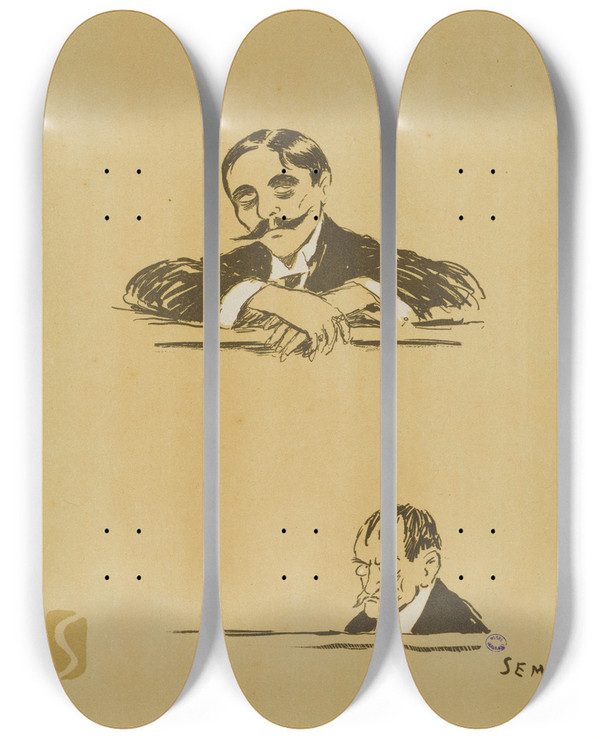 Triptych art skateboard deck of Georges Goursat Sem Bolopacha Et Porchre La Dernire Audience by Georges Goursat (Sem) (1863-1934)