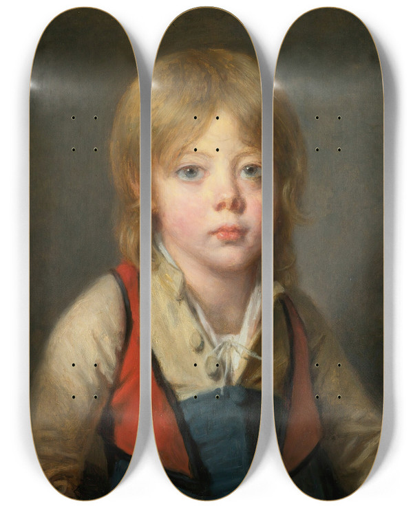 Triptych art skateboard deck of Jeanbaptiste Greuze Young Peasant Boy by Jean-Baptiste Greuze (1725-1805)