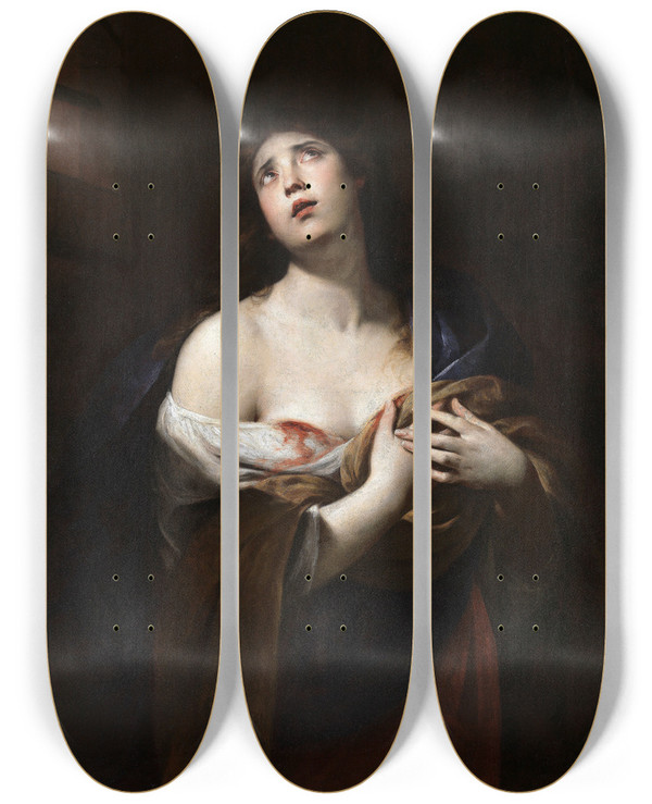 Triptych art skateboard deck of Andrea Vaccaro St Agata by Andrea Vaccaro (1604-1670)