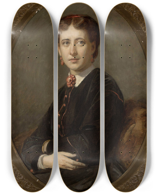 Triptych art skateboard deck of Jzef Simmler Portrait Of Emilia Mielyska Ne Bniska by Jozef Simmler (1823-1868)