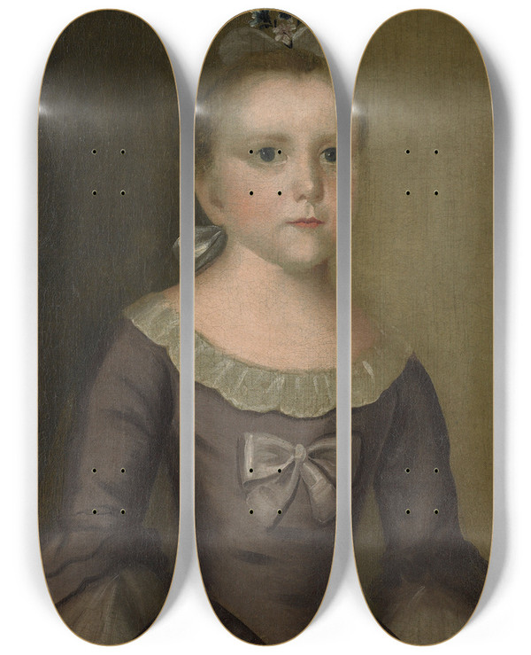 Triptych art skateboard deck of Joseph Badger Portrait Of Abigail Gowen by Joseph Badger (1708-1765)